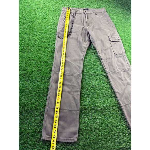 Forever 21 Mens 31 Slim Wallet Chain Cargo Pants Olive Twill Streetwear Casual - Picture 7 of 12